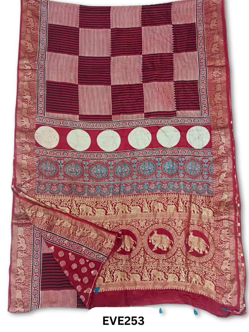 Dola Silk Ajrakh Saree