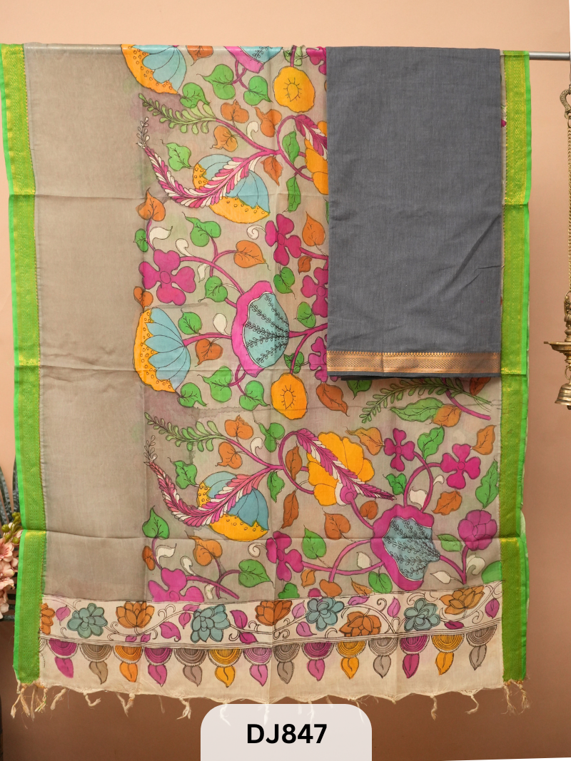 MANGALGIRI PATTU TOP AND PENKALAMKARI DUPPATA - 2 PCS