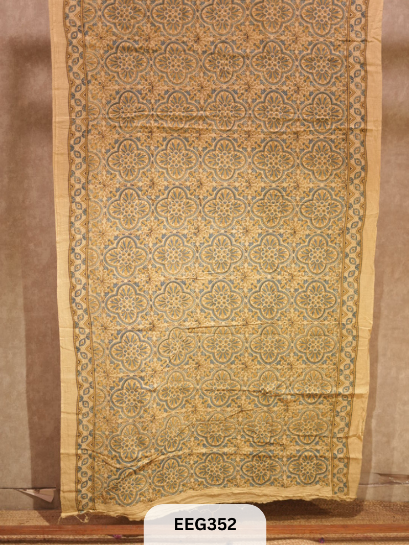 HANDWOVEN KALA COTTON WITH AJRAKH PRINT SAREE
