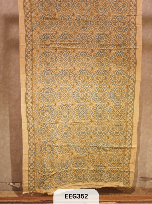 HANDWOVEN KALA COTTON WITH AJRAKH PRINT SAREE