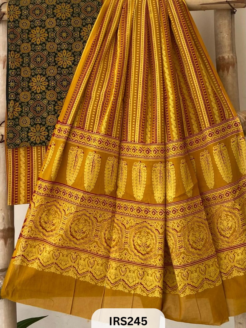 PURE COTTON FABRIC WITH AJRAKH PRINT DESIGNER SALWAR SUIT WITH AJRAKH PRINT BOTTOM