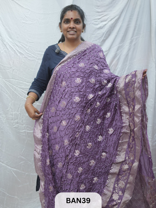 PURE RAW SILK WITH MEENAKARI BUTTA BANDHINI SAREE