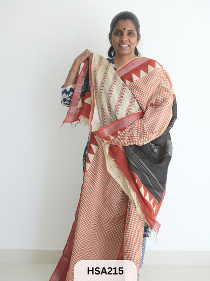 LENIN COTTON HANDBLOCK PRINTED SAREE