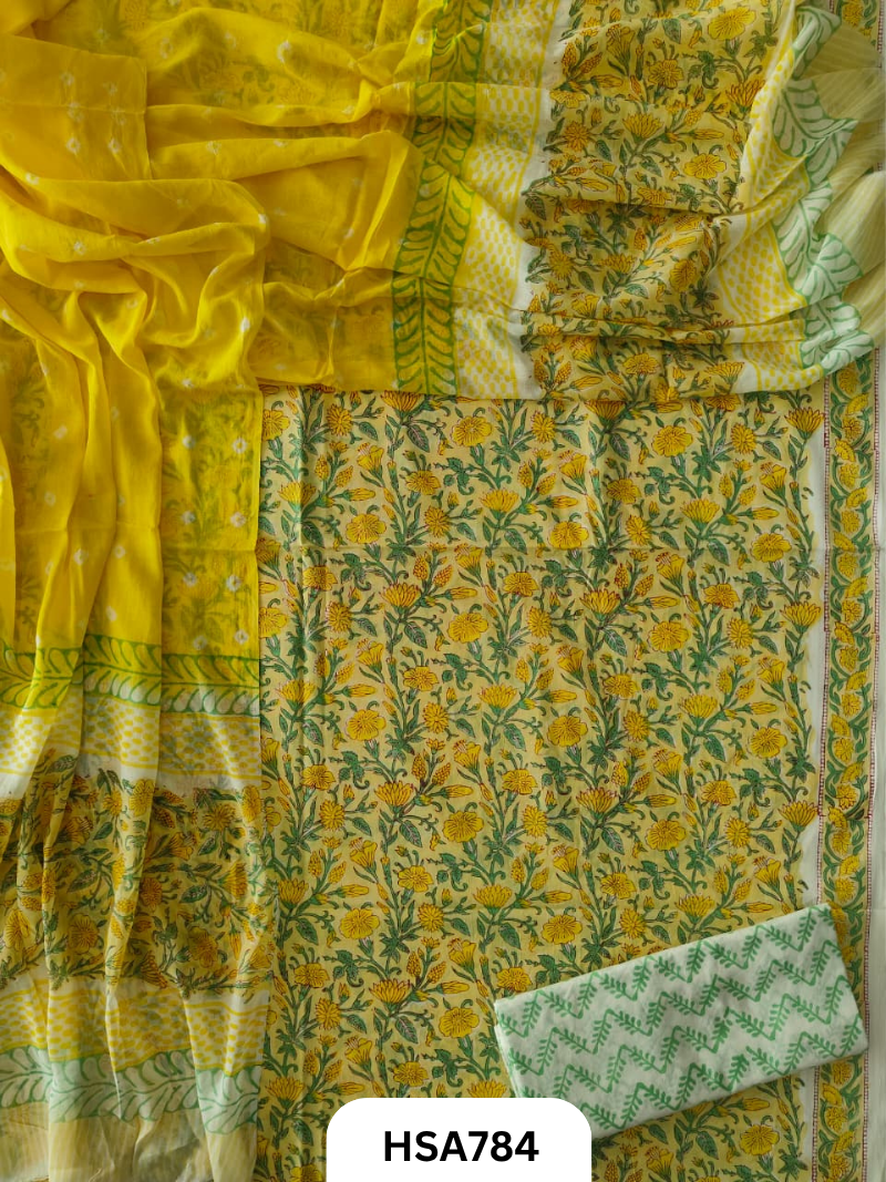 Exclusive Bandhej Handblock Print Salwar Suit 3pcs