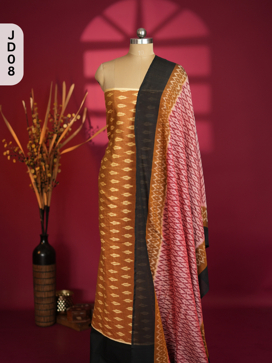 Double Ikkat Cotton with Mercerised Cotton Dupatta