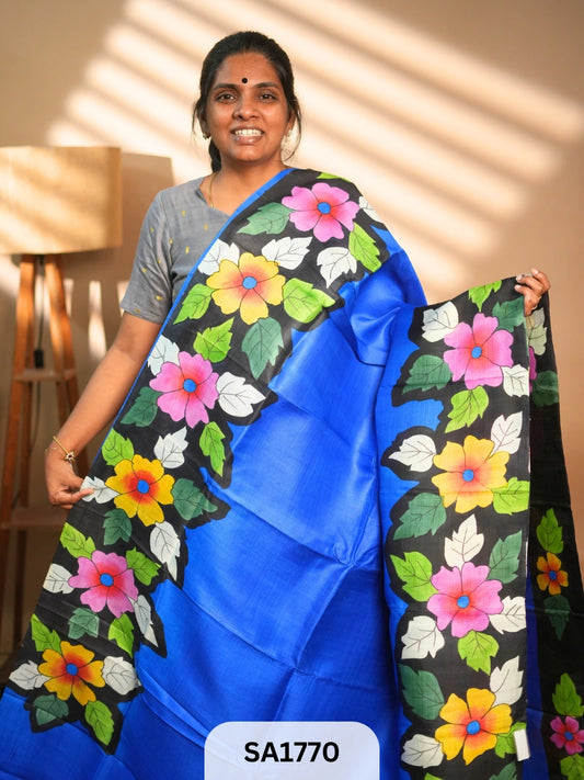 MURSHIDABAD SILK SAREE HAND PAINTED
