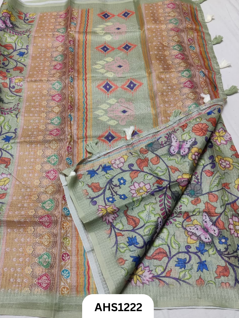 Soft Silk Kota Digital Print Saree With Blouse