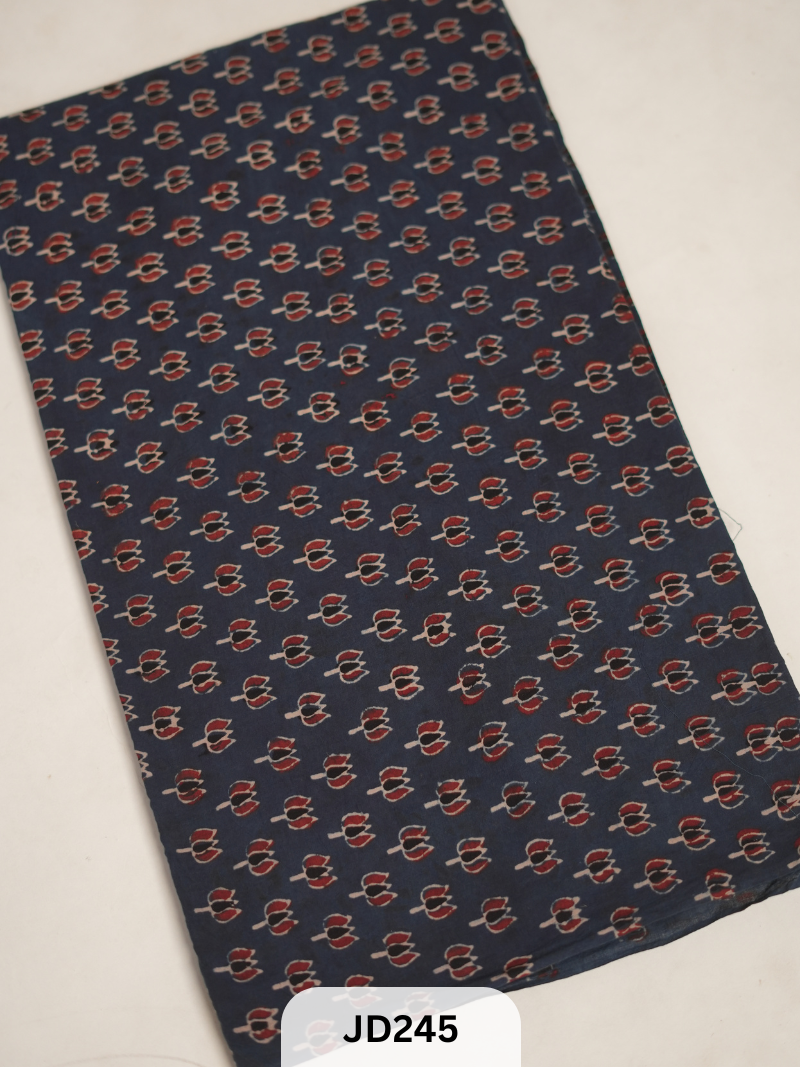 Premium Ajrakh Handblock Cotton Fabric – 1 Meter