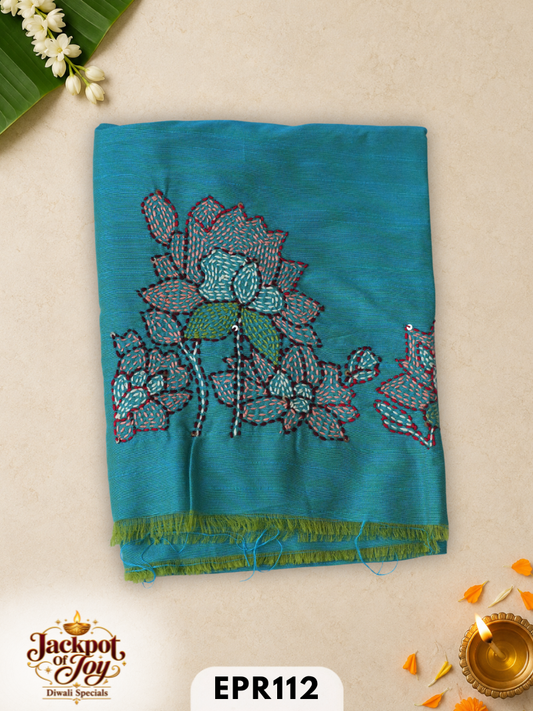 Raw silk with Kantha Blouse