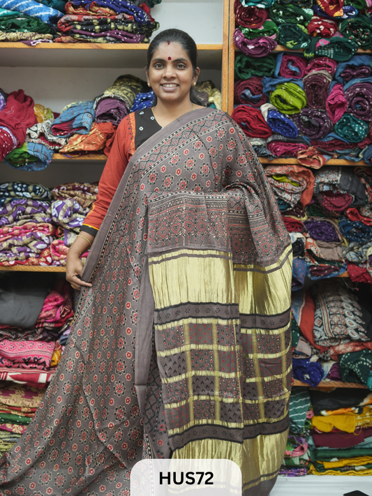 VISCOSE AJRAKH WITH GHARCHOLA PALLU