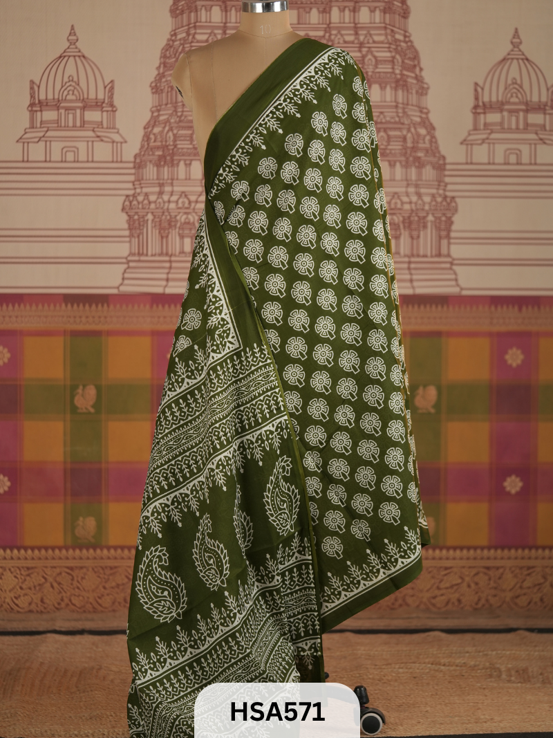 COTTON AJRAKH HANDBLOCK SAREE