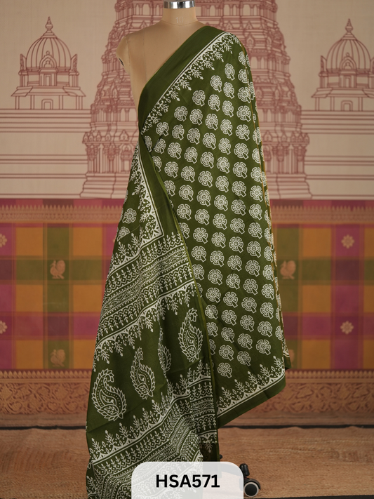 COTTON AJRAKH HANDBLOCK SAREE