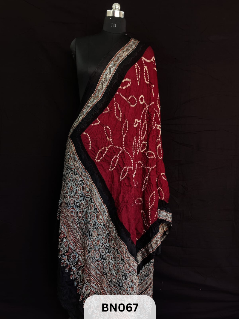 AJRAKH BANDHANI BORDER AAMBADAL DUPATTA