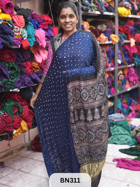 MODAL GAJI - AJRAKH BANDHINI SAREE