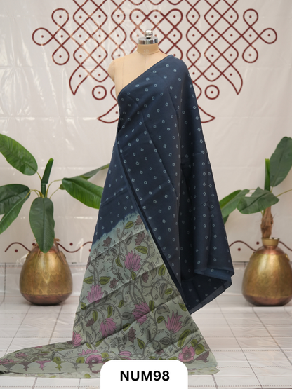 Modal Bandhini With Pure Penkalamkari Pallu And Blouse