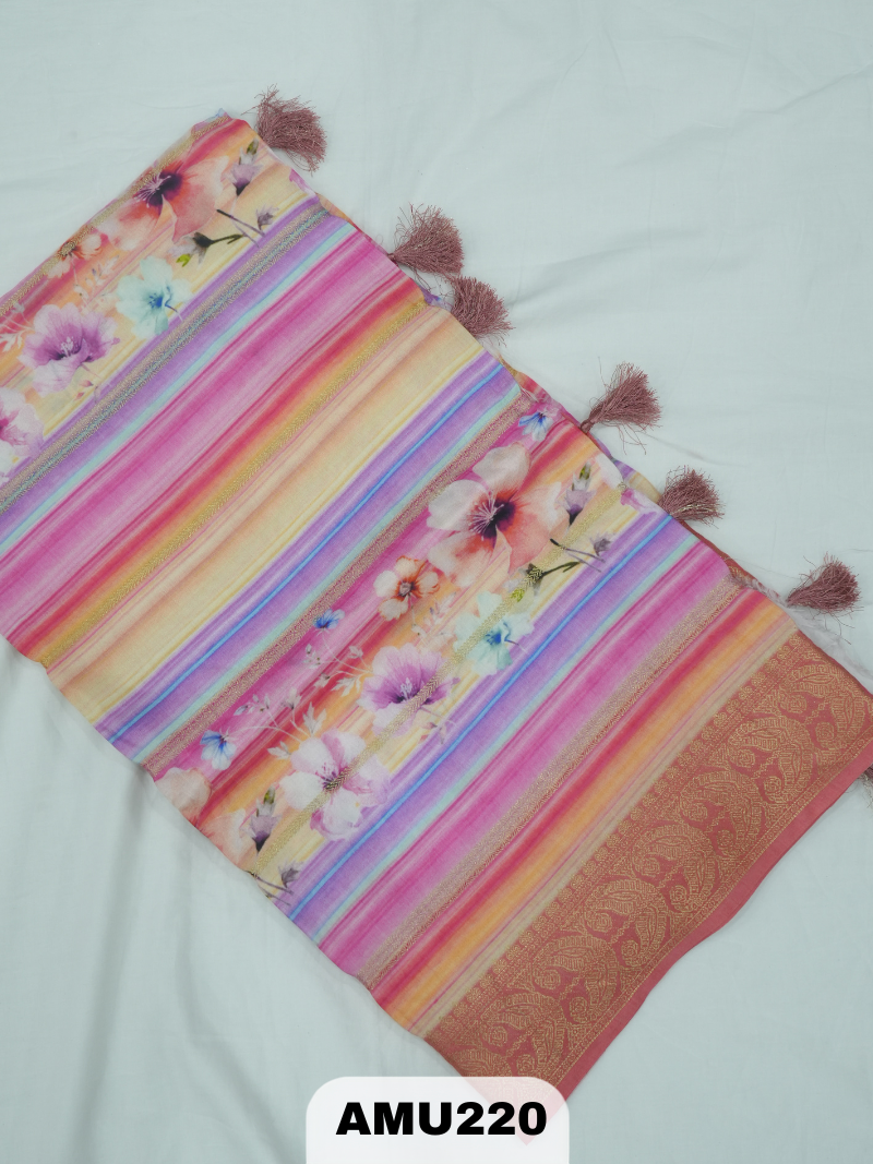 BANARAS RUSSIAN SILK SAREE WITH PRINTED