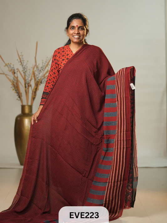 Chinon Chiffon Ajrakh Print Saree
