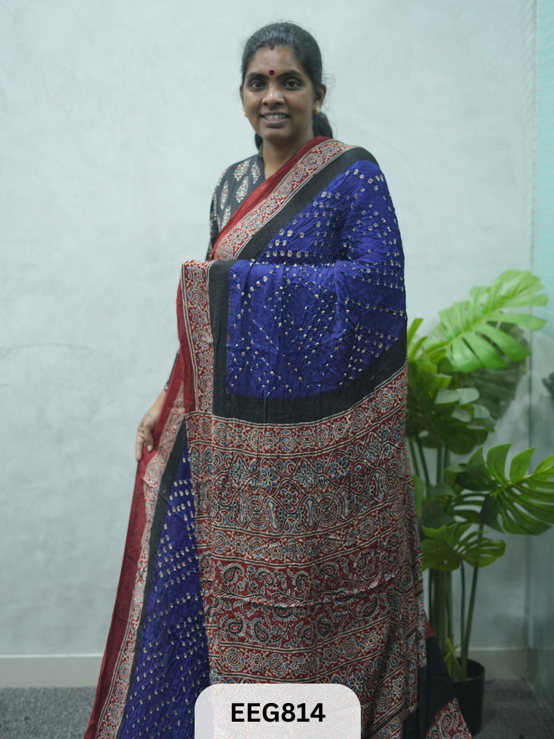 MODAL AJRAKH BANDHEJ SAREE