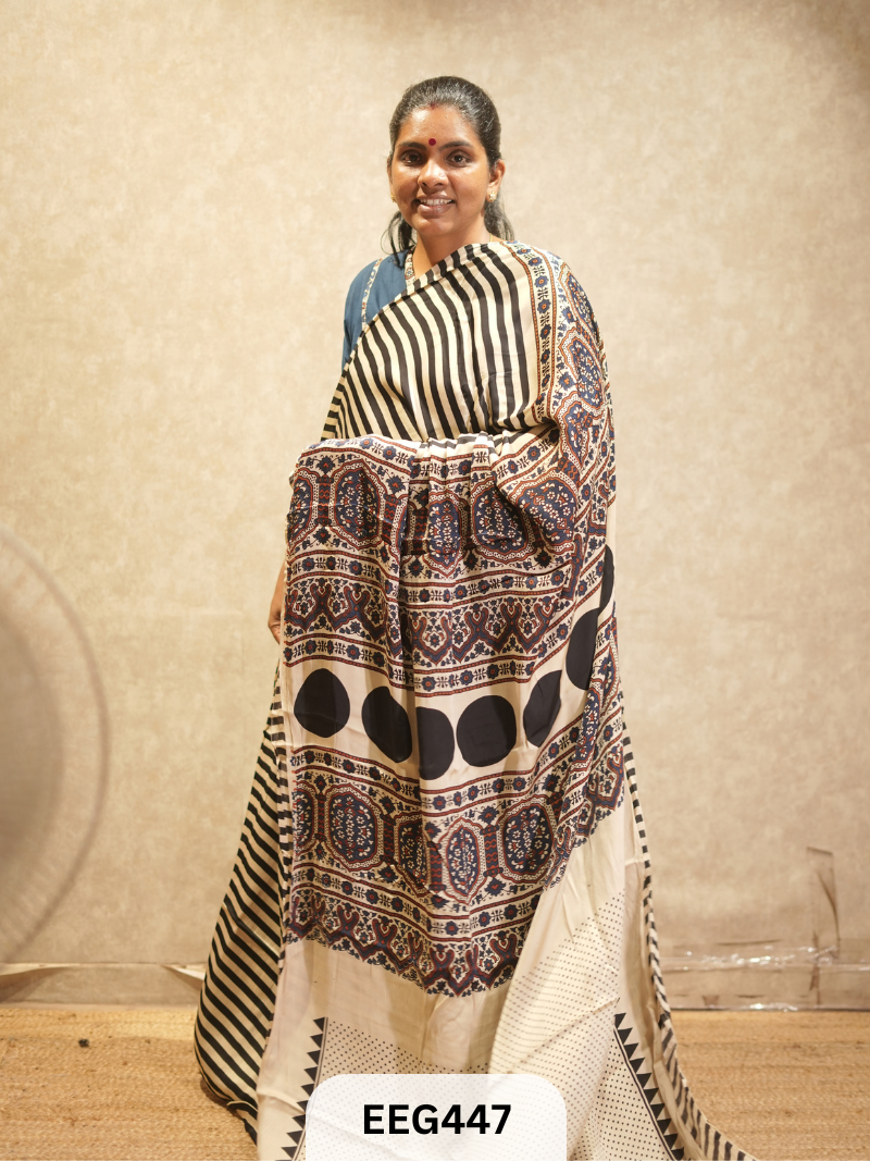 AJRAKH MODAL SAREE- RETRO