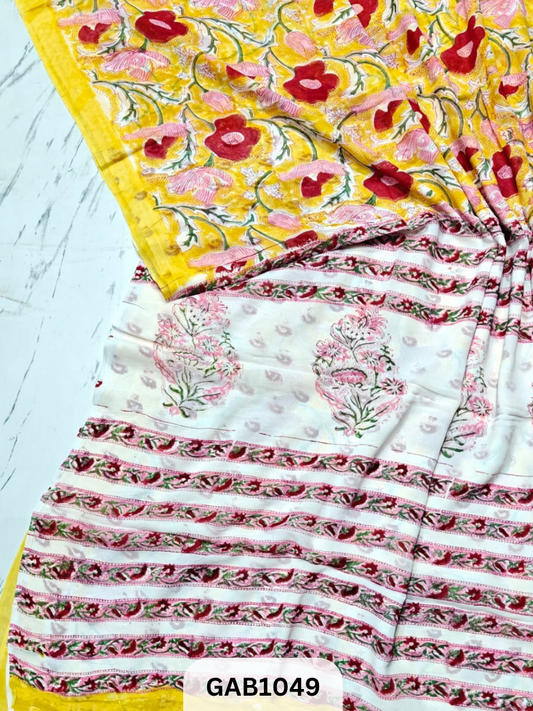 Premium Hand Block Printed Georgette Sarees with Blouse