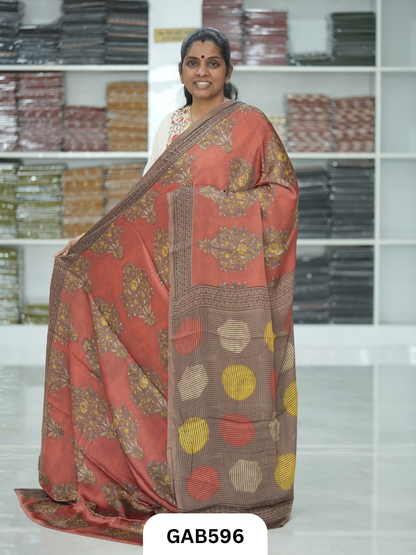 Nashpal & Pomegranate Peel Printed Modal Silk Sarees with blouse