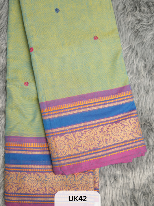 KANCHI COTTON NOOL SAREE WITH RICH PALLU