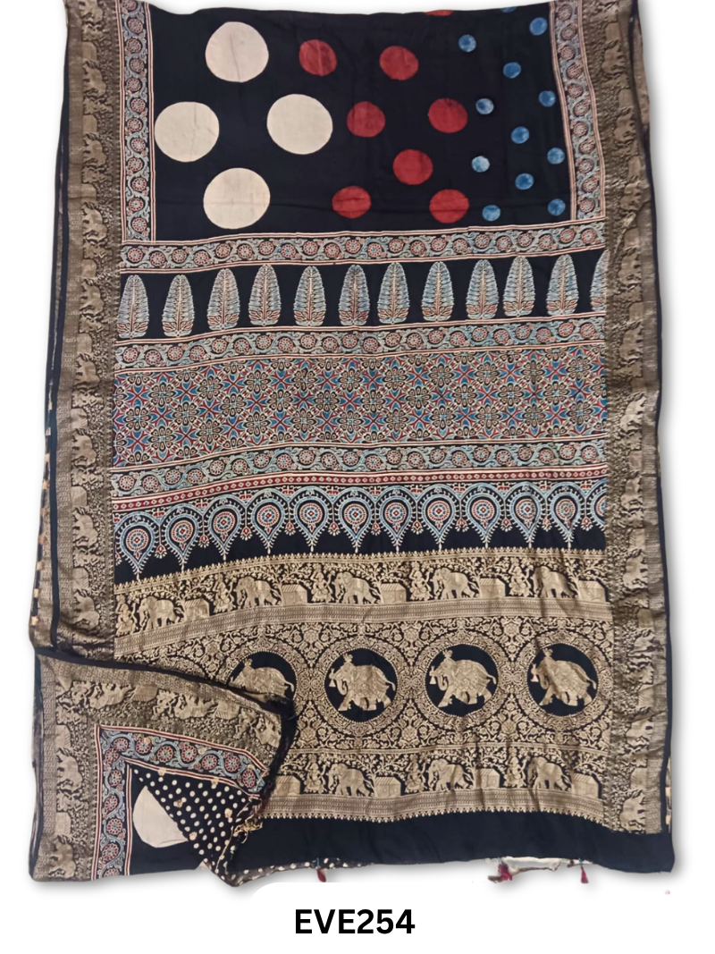 Dola Silk Ajrakh Saree