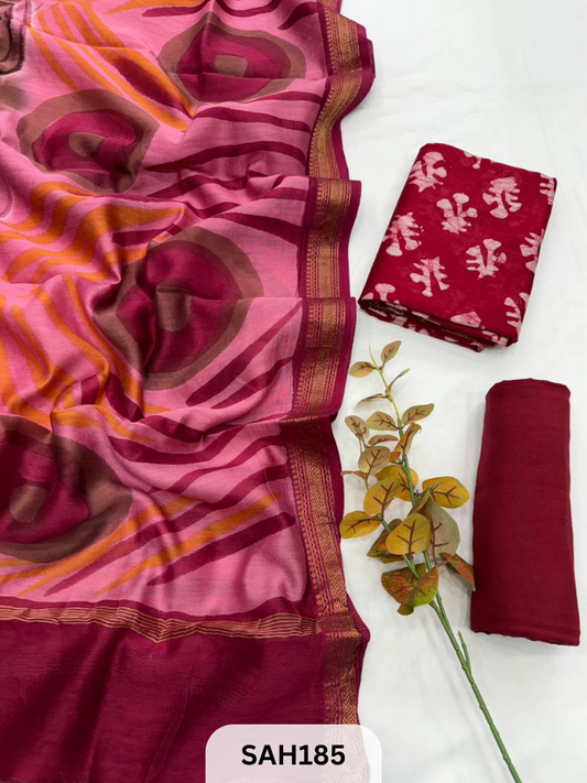 MAHESHWARI HANDBLOCK SALWAR SUIT 3PCS - UNSTITCHED