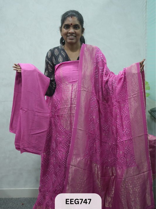 DOLA BANDHEJ 3PC SUITS-UNSTITCHED  I PRE BOOKING