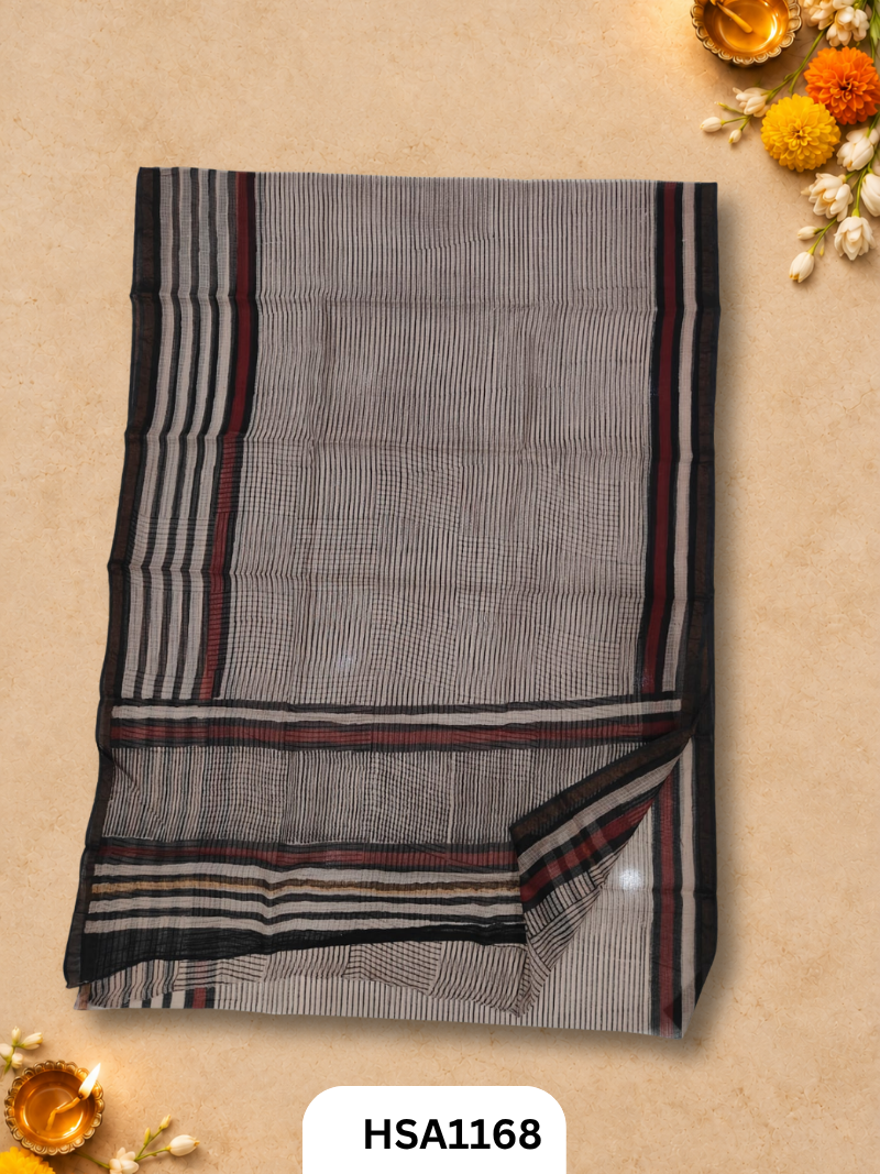 Hand Block Printed Kota Doriya Saree with Blouse