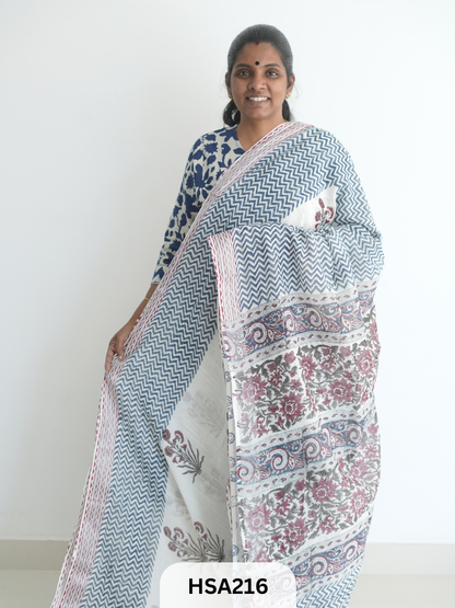LENIN COTTON HANDBLOCK PRINTED SAREE
