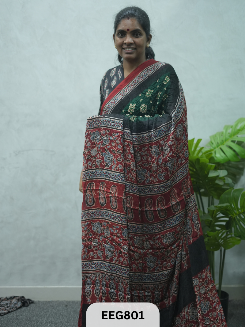 MODAL AJRAKH BANDHEJ SAREE