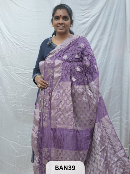 PURE RAW SILK WITH MEENAKARI BUTTA BANDHINI SAREE