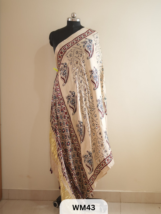 MODAL SILK WITH GLUED MIRROR LAGDI PATTA DUPPATTA