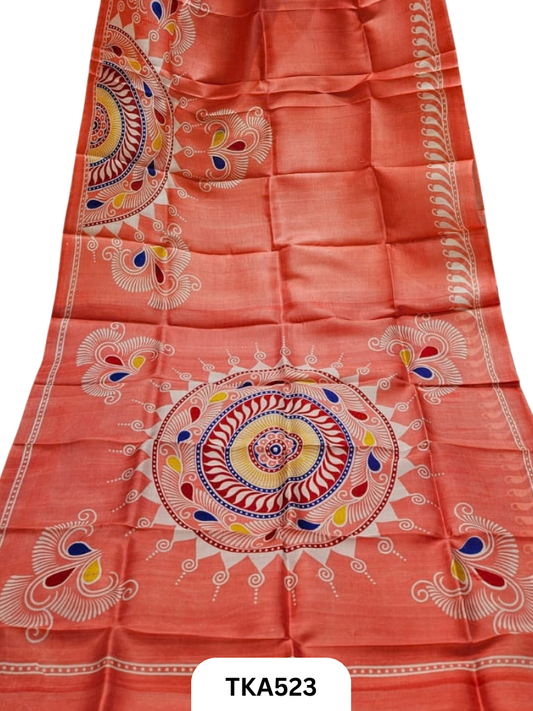 Murshidabad Silk Block Printing Saree