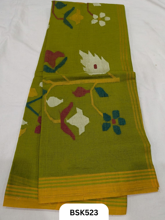 Handloom Pure Mul Cotton With Jamdhani Weave Saree