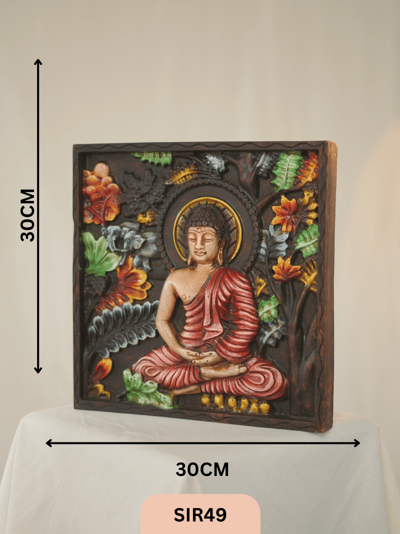 WOODEN BUDDHA WALL FRAME - Height 12" INCH, WIDTH 12"INCH