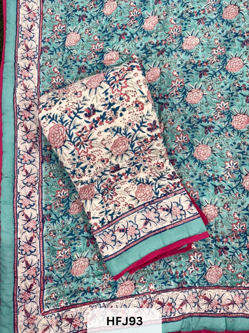 Premium Jaipuri Hand Block Print Reversable Quilts in Fine cotton 60×90
