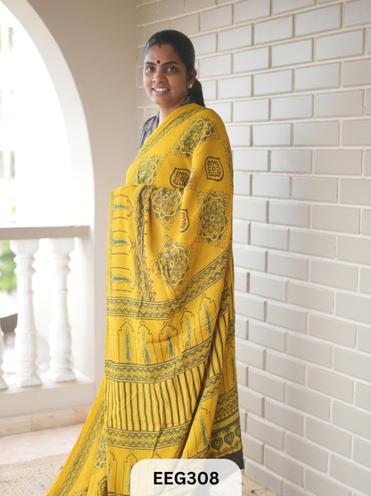 AJRAKH CHINON SAREE