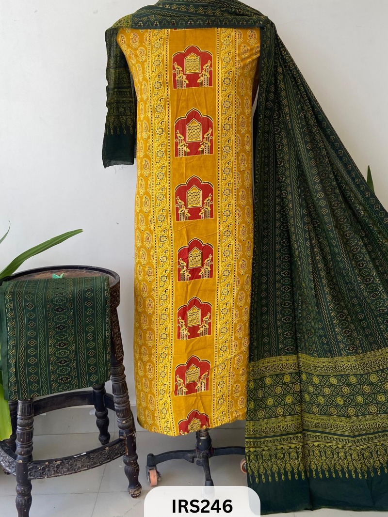 PURE COTTON FABRIC WITH AJRAKH PRINT DESIGNER SALWAR SUIT WITH AJRAKH PRINT BOTTOM