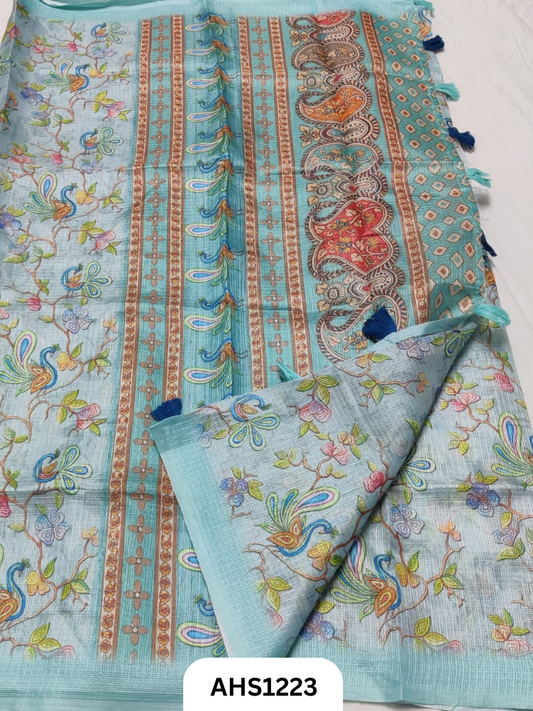 Soft Silk Kota Digital Print Saree With Blouse