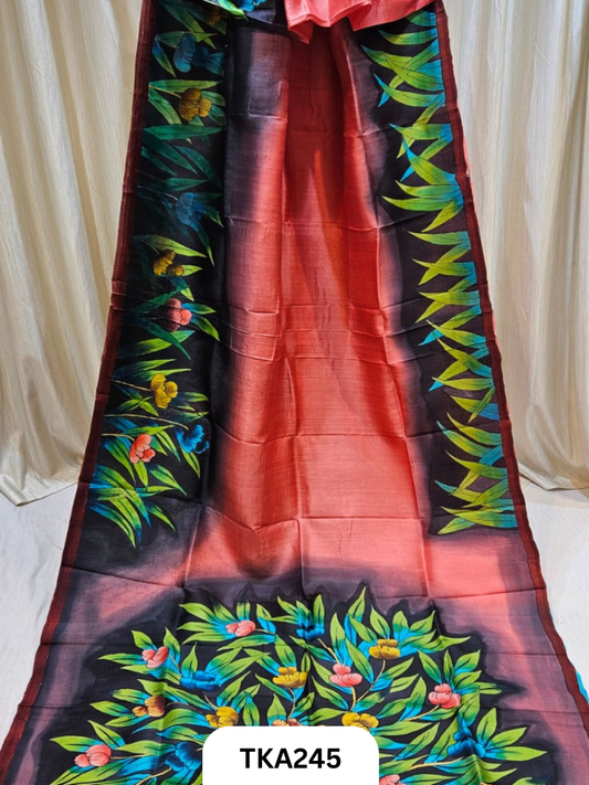 Murshidabad Silk Hand Painted Saree