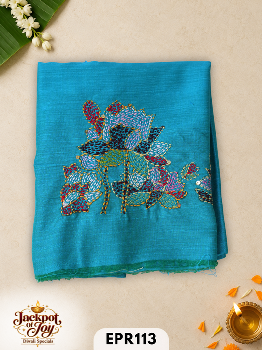 Raw silk with Kantha Blouse