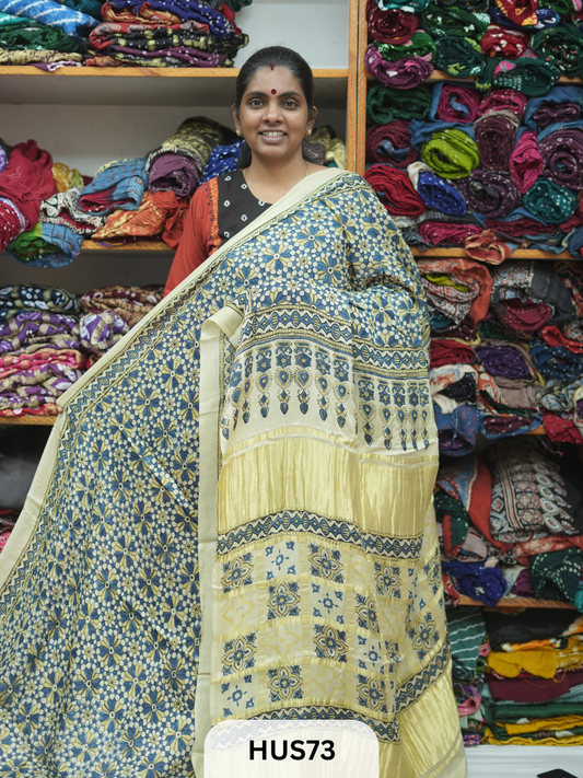 VISCOSE AJRAKH WITH GHARCHOLA PALLU
