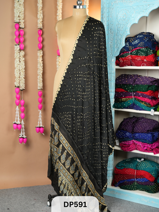 Modal Bandhani Dupatta + Ajrakh Print