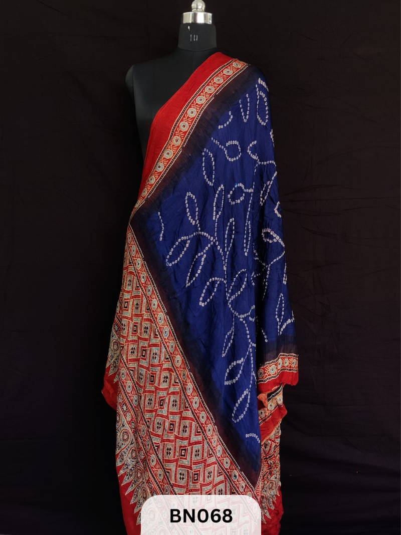 AJRAKH BANDHANI BORDER AAMBADAL DUPATTA