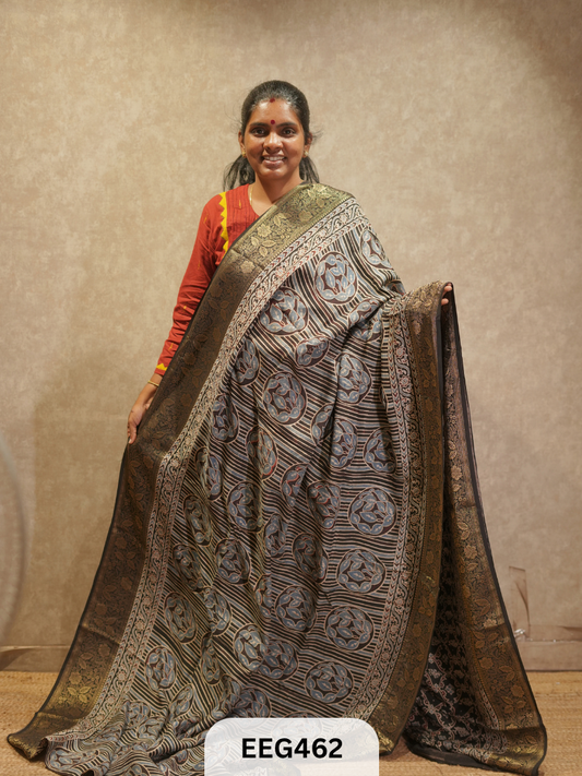 AJRAKH DOLA SILK SAREE