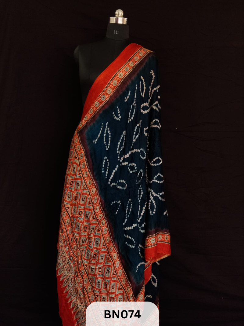 AJRAKH BANDHANI BORDER AAMBADAL DUPATTA