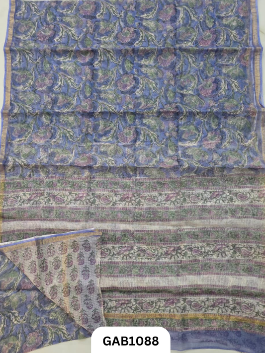 Bagru Handblock Print Kota Doria Saree