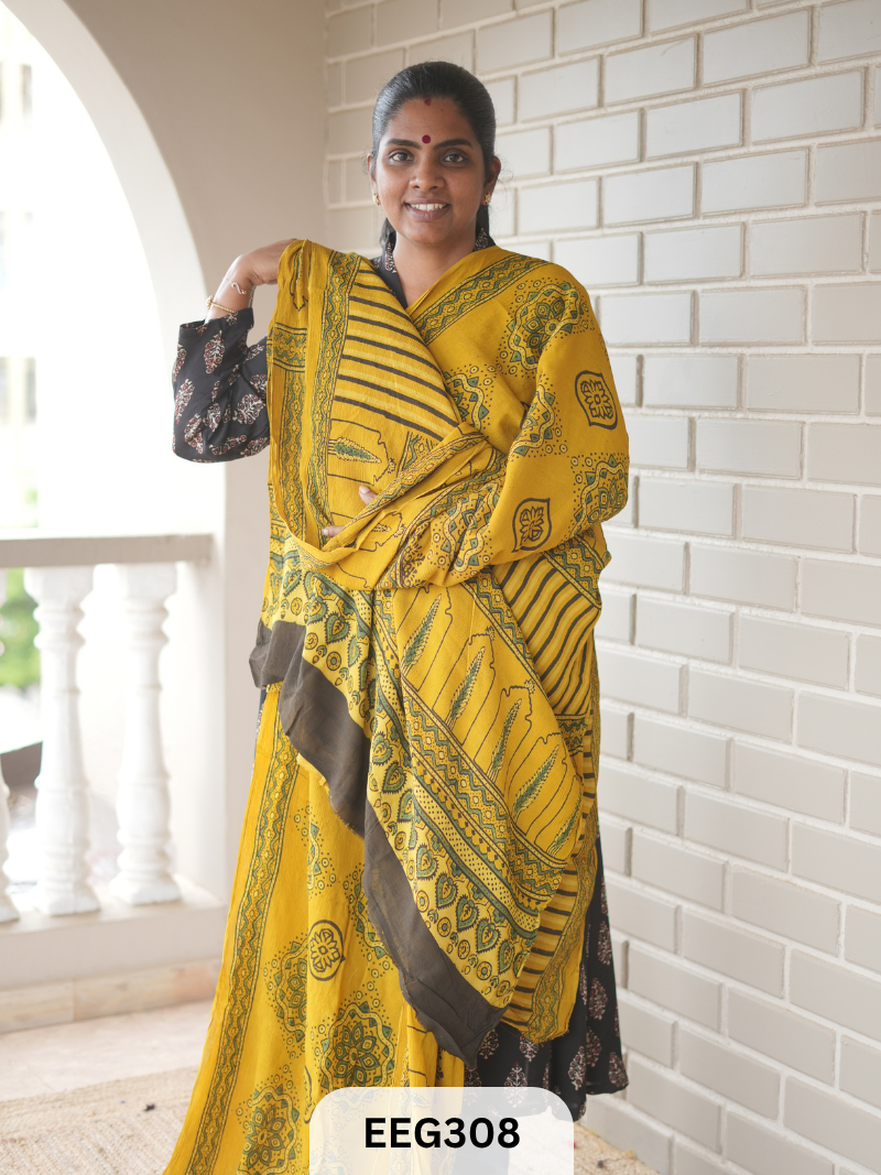 AJRAKH CHINON SAREE
